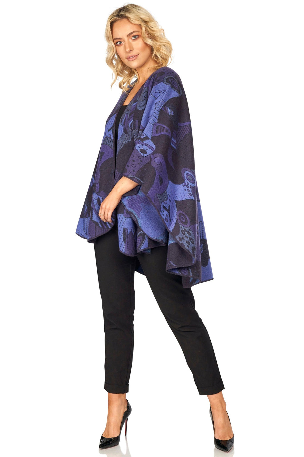 Celtic Shawl w/ Picasso Inspired Motif - Blue & Purple Tones