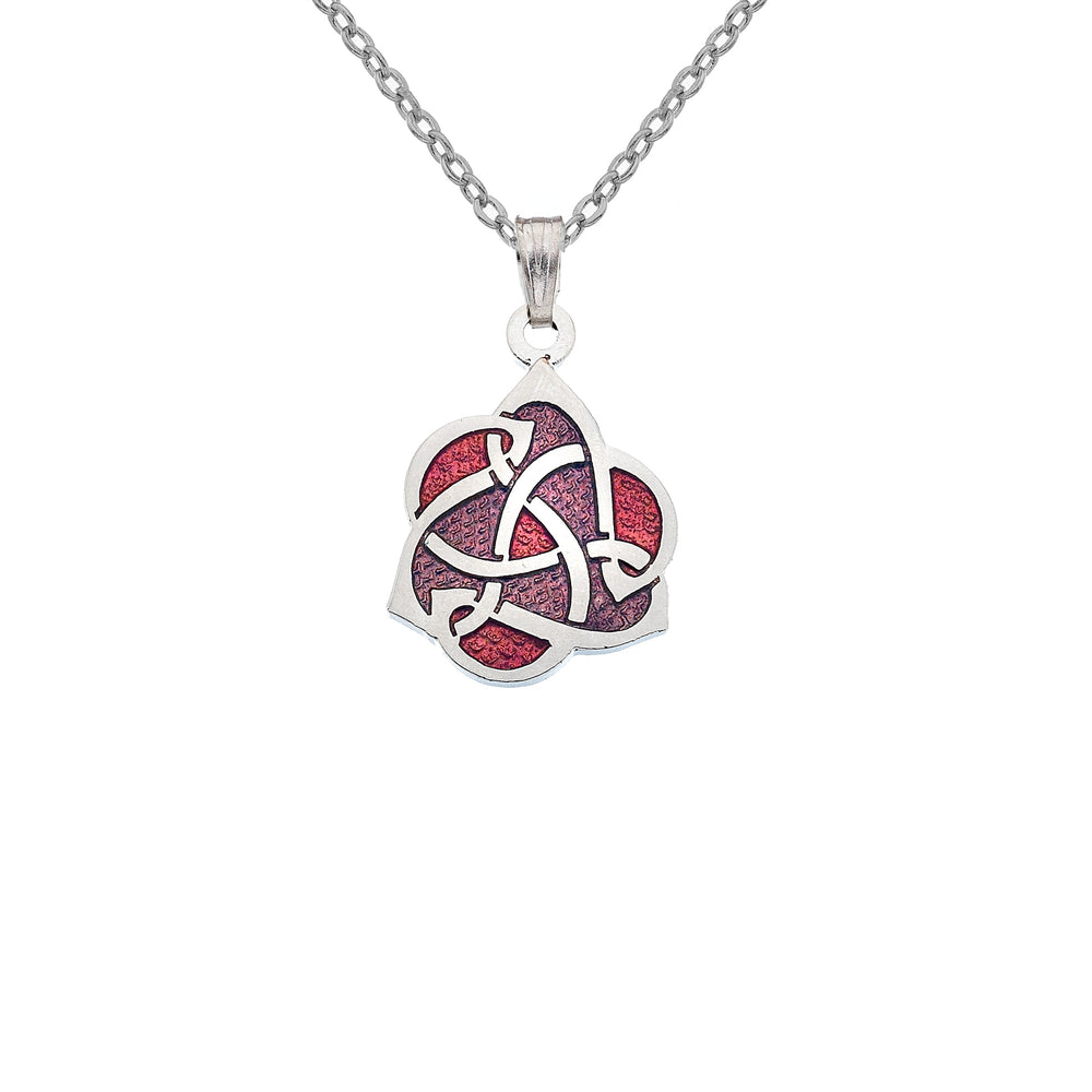 Celtic Enamel Archibald Knox Style Pendant - Red & Mauve