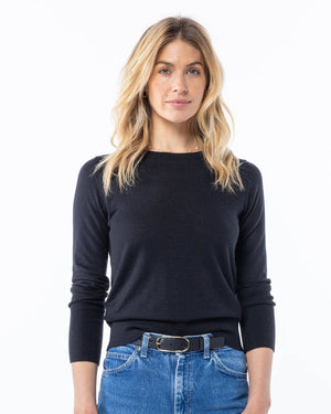 Worsted Cashmere Crew: Black