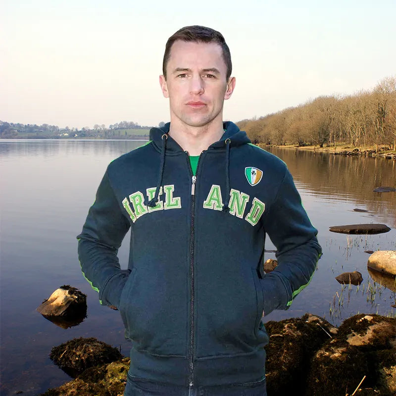 Retro Irish Hooded Zip Sweatshirt - Navy
