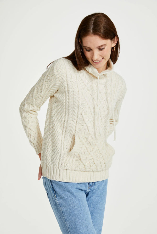 Enniscoe Drawstring Aran Sweater - Cream