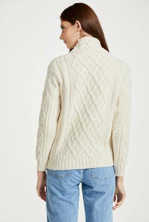 Enniscoe Drawstring Aran Sweater - Cream
