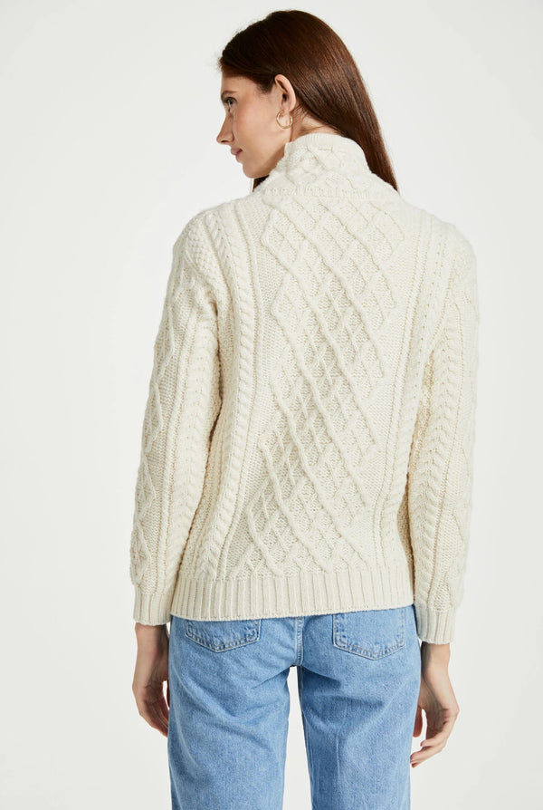 Enniscoe Drawstring Aran Sweater - Cream