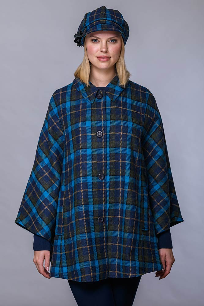 Country Cape - Navy, Blue & Green Plaid