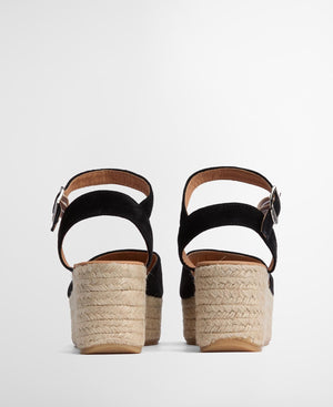 Barbour Aspen Espadille Wedge - Black Suede FINAL SALE