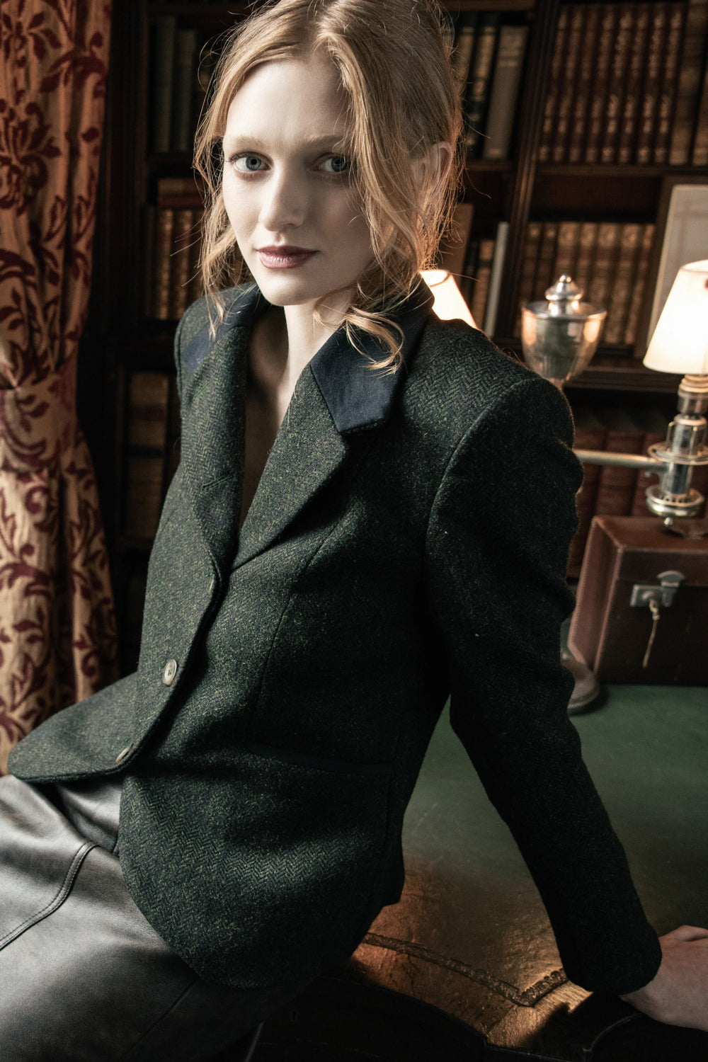 Sasha Tweed Jacket - Deep Green Herringbone