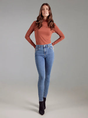 Long Sleeve Mock Neck Fine Rib Top