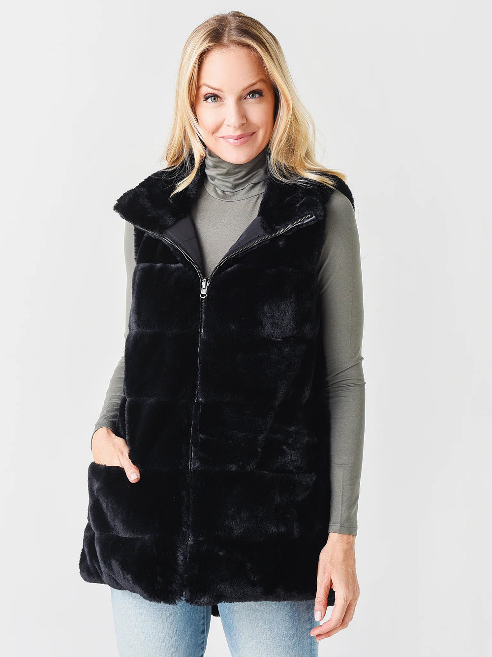 Reversible Fur Vest With Pockets