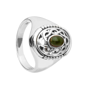 Sterling Silver Connemara Marble Celtic Signet Ring