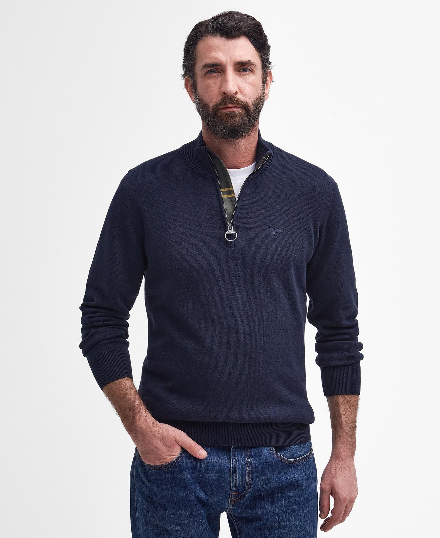 Barbour Cotton Half Zip Sweater Navy