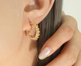 Star Dust Hoop Earrings - Gold