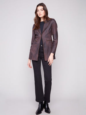 Vintage Texture Faux Suede Long Jacket