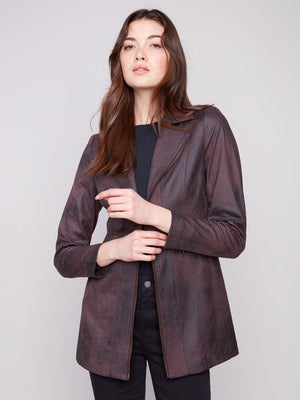 Vintage Texture Faux Suede Long Jacket