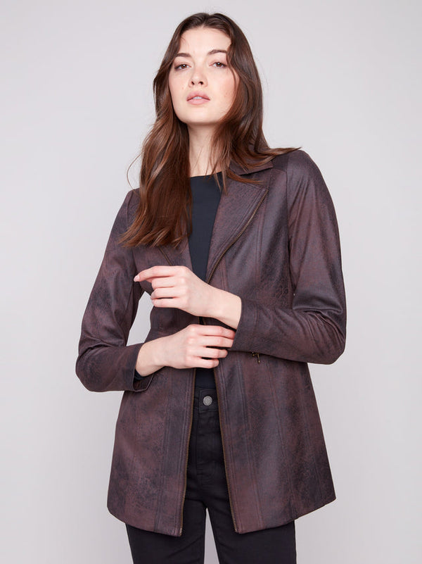 Vintage Texture Faux Suede Long Jacket