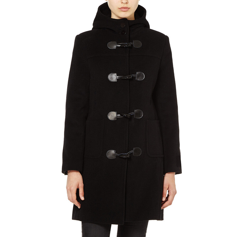 Hooded Wool Coat Womens Duffle Black Hooded Duffle Coat LADIES