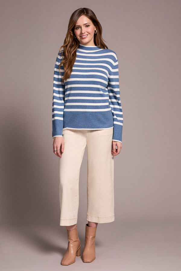 Long Sleeve Mock Neck Striped Sweater