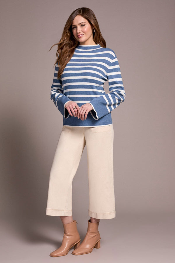 Long Sleeve Mock Neck Striped Sweater