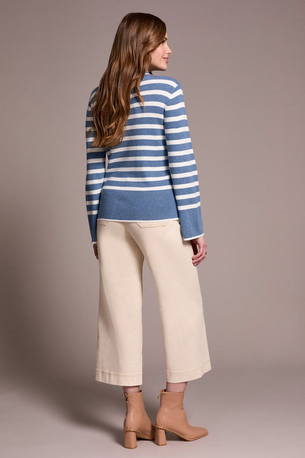 Long Sleeve Mock Neck Striped Sweater