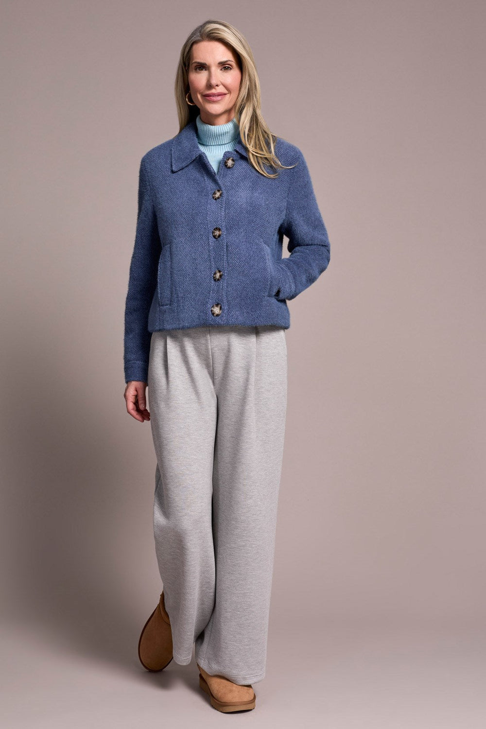 Super Soft Boucle Button-Front Jacket