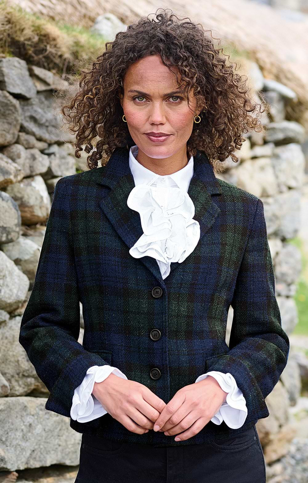 Parker Harrish Tweed Peplum Jacket - Black Watch