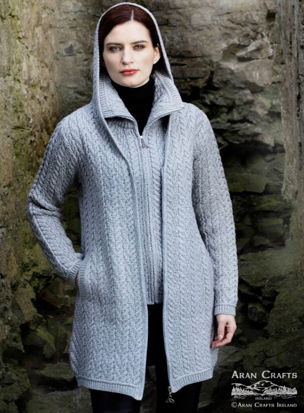 Bundoran Hooded Double Coat - Soft Grey – Ciara's Irish Shop