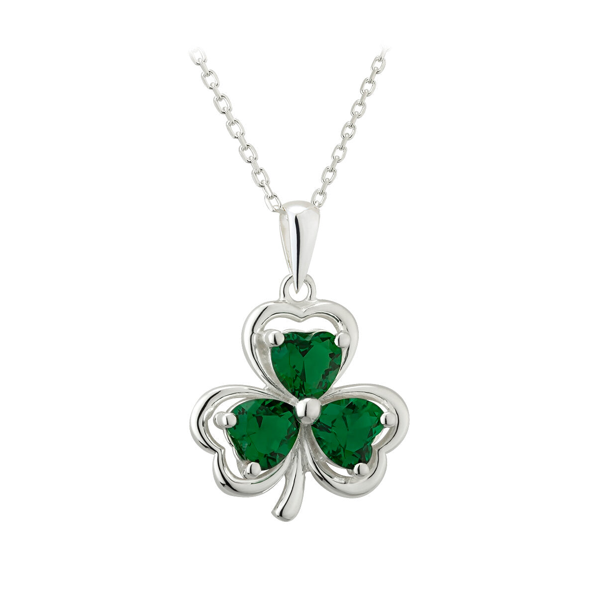 S46359 Green Crystal Shamrock Pendant