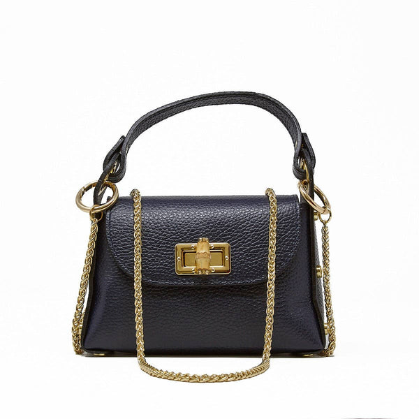 GF1075 GENUINE ITALIAN LEATHER  BAMBOO CLASP, CROSSBODY BAG: LILAC