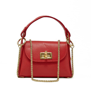GF1075 GENUINE ITALIAN LEATHER  BAMBOO CLASP, CROSSBODY BAG: LILAC