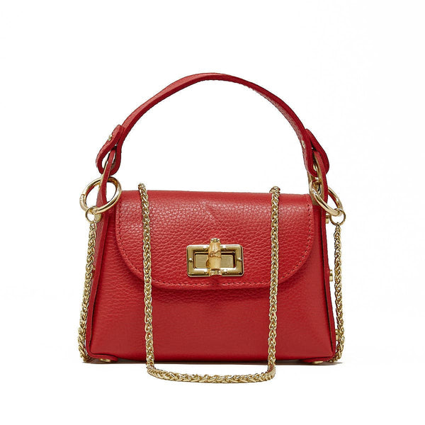 GF1075 GENUINE ITALIAN LEATHER  BAMBOO CLASP, CROSSBODY BAG: LILAC