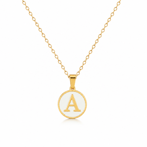 Mother of Pearl Initial Necklace - A