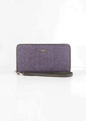 Mucros Tweed Wallet - Purple Herringbone