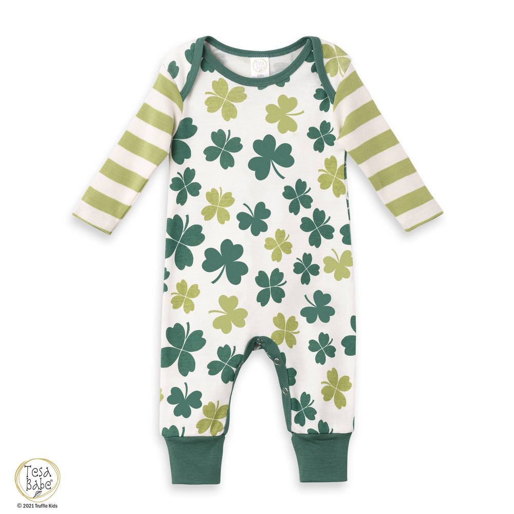 St. Paddy's Shamrocks & Clovers Baby Cotton Romper