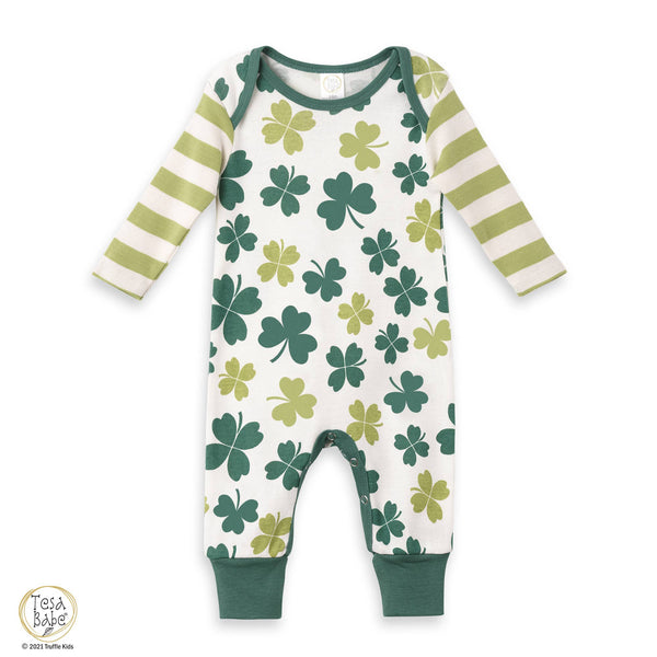 St. Paddy's Shamrocks & Clovers Baby Cotton Romper