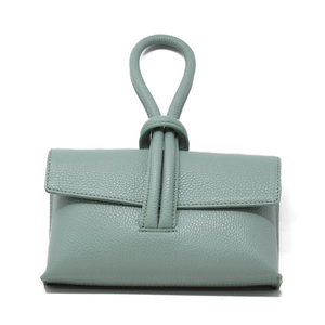 GF0467 GENUINE ITALIAN LEATHER  WRISTLET BAG: SILVER