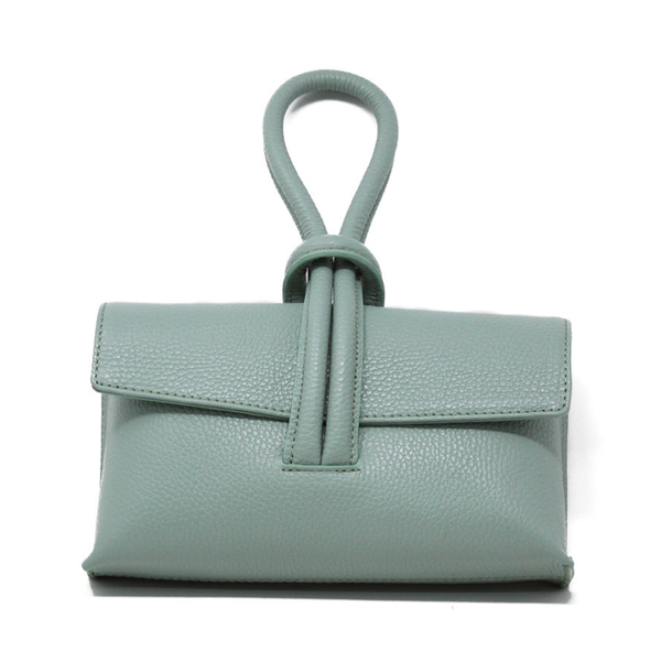 GF0467 GENUINE ITALIAN LEATHER  WRISTLET BAG: SILVER