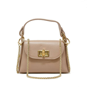 GF1075 GENUINE ITALIAN LEATHER  BAMBOO CLASP, CROSSBODY BAG: LILAC