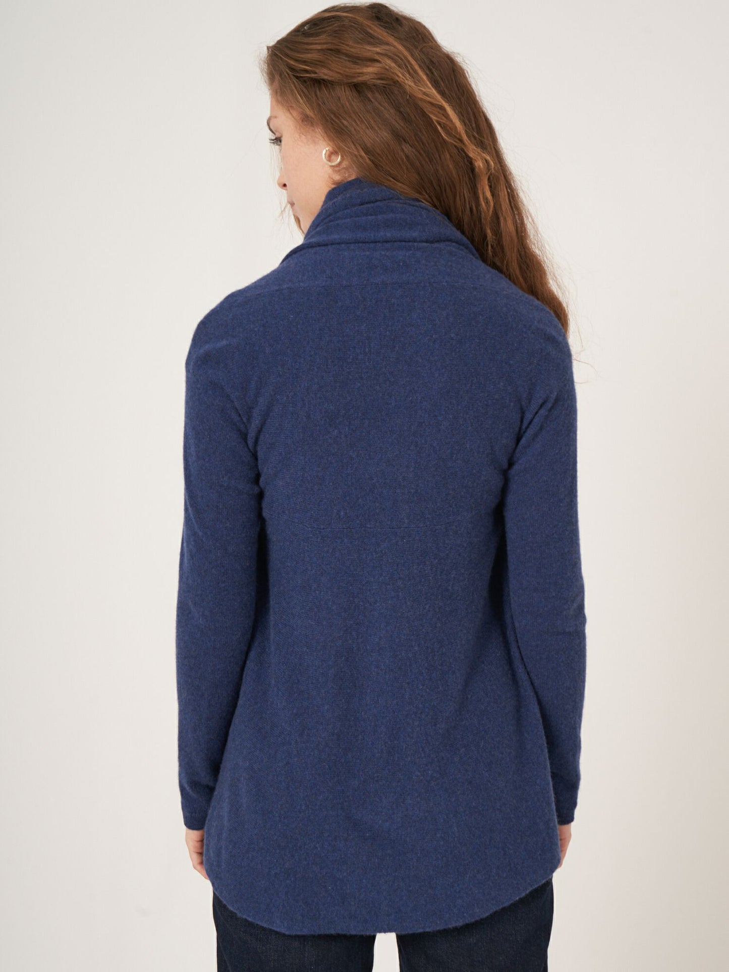 Open Organic Cashmere Cardigan With Shawl Neck