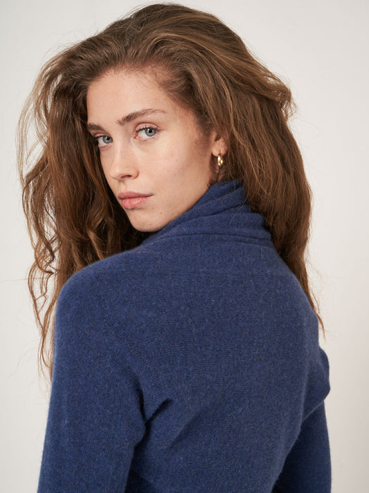 Open Organic Cashmere Cardigan With Shawl Neck