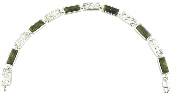 Connemara Marble Sterling Silver Celtic Link Bracelet