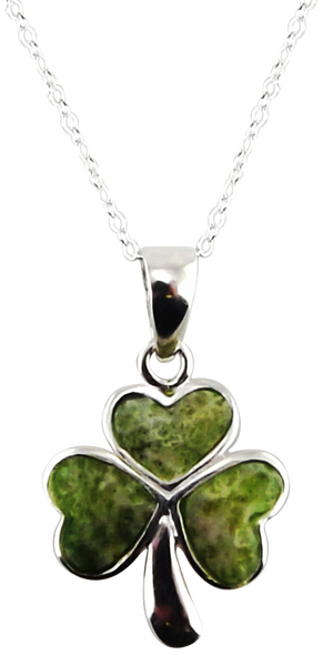 Connemara Marble Shamrock Sterling Silver Pendant