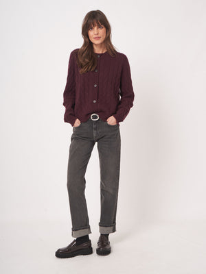 Organic Cashmere Cable Knit Cardigan With Fringes