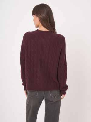 Organic Cashmere Cable Knit Cardigan With Fringes