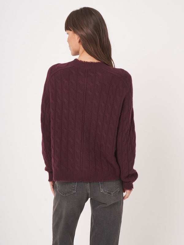 Organic Cashmere Cable Knit Cardigan With Fringes