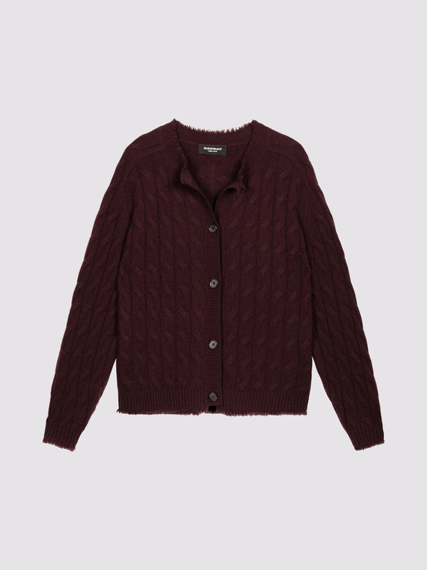 Organic Cashmere Cable Knit Cardigan With Fringes