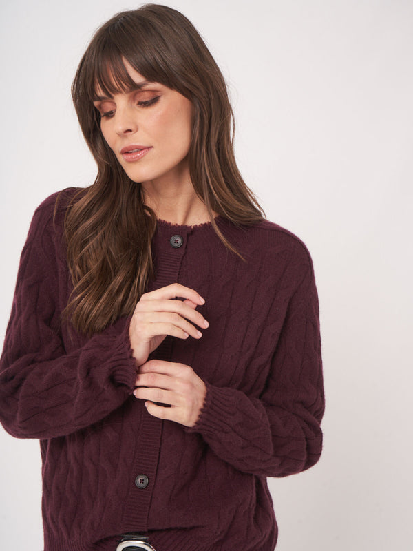 Organic Cashmere Cable Knit Cardigan With Fringes