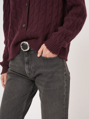 Organic Cashmere Cable Knit Cardigan With Fringes