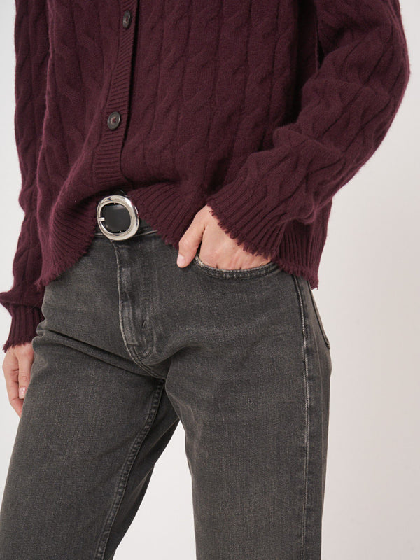 Organic Cashmere Cable Knit Cardigan With Fringes