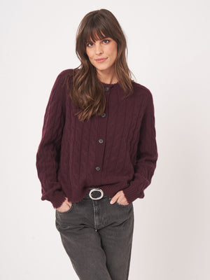 Organic Cashmere Cable Knit Cardigan With Fringes