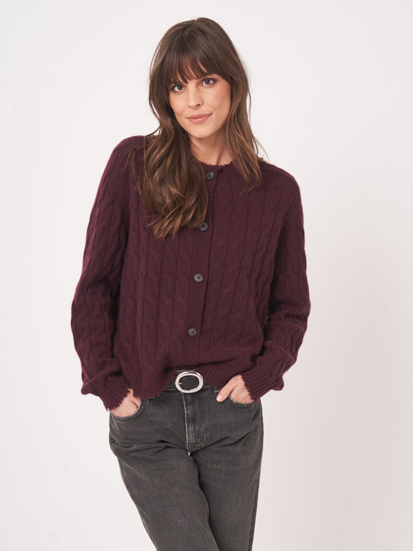 Organic Cashmere Cable Knit Cardigan With Fringes