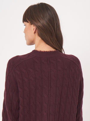 Organic Cashmere Cable Knit Cardigan With Fringes